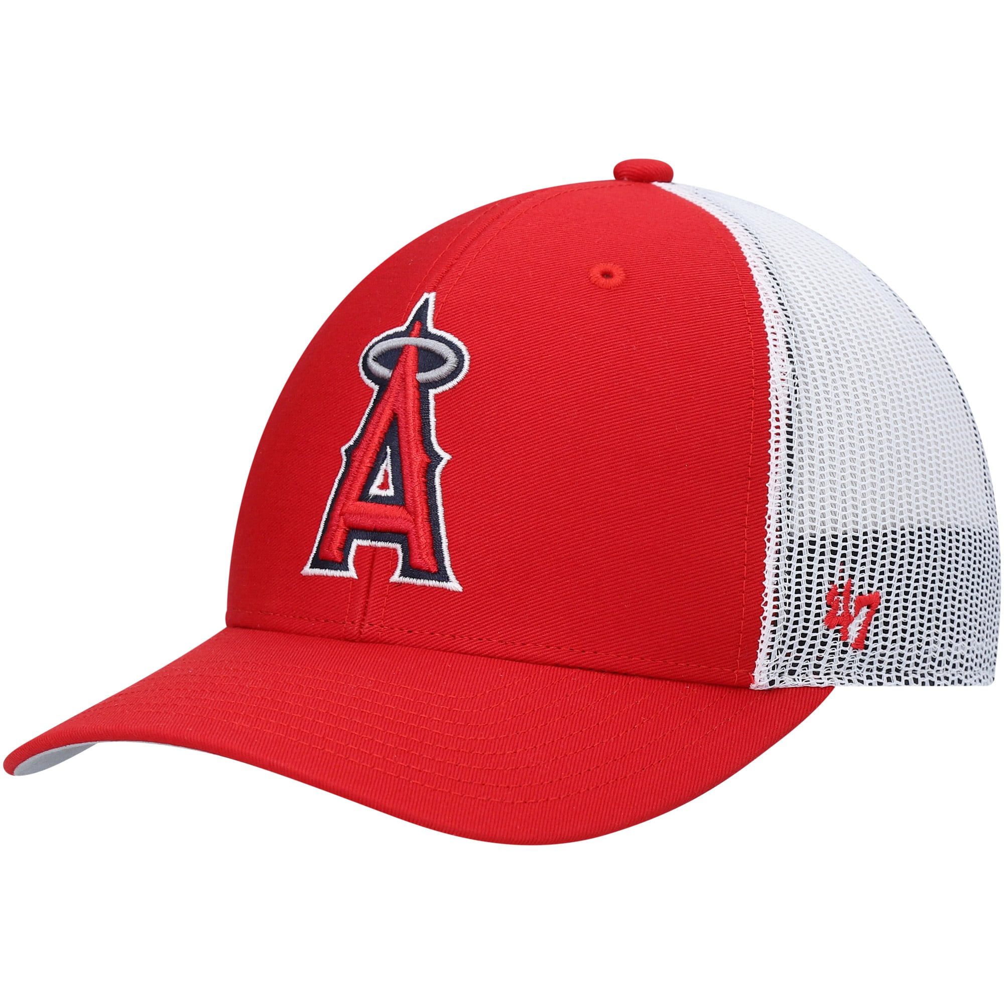 Los Angeles Angels Caps Shop – mens 47 redwhite los angeles angels primary logo trucker snapback hat Baseball Caps and Headwear