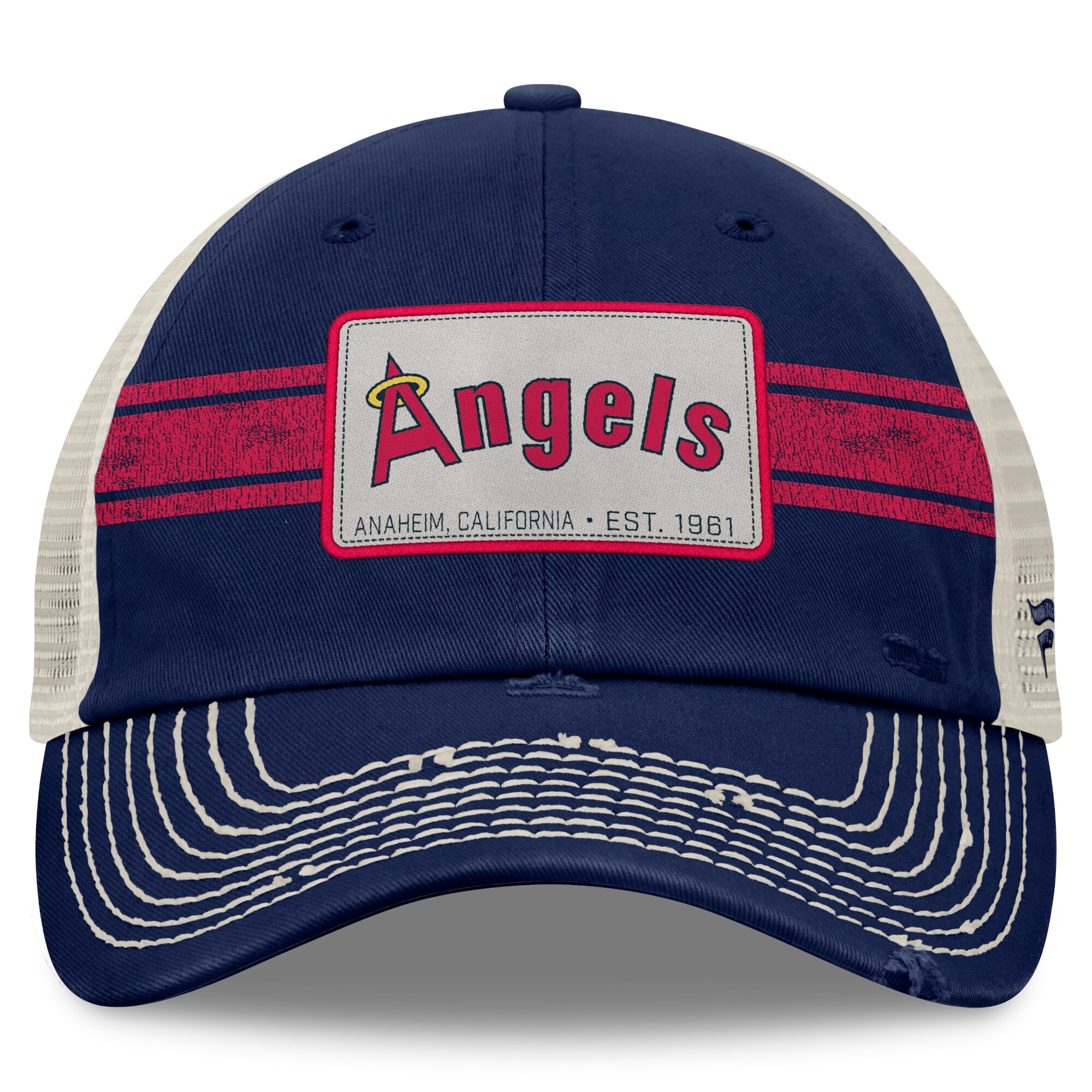 Los Angeles Angels Caps Shop – mens california angels fanatics navynatural cooperstown collection heritage stripe trucker adjustable hat Baseball Caps and Headwear